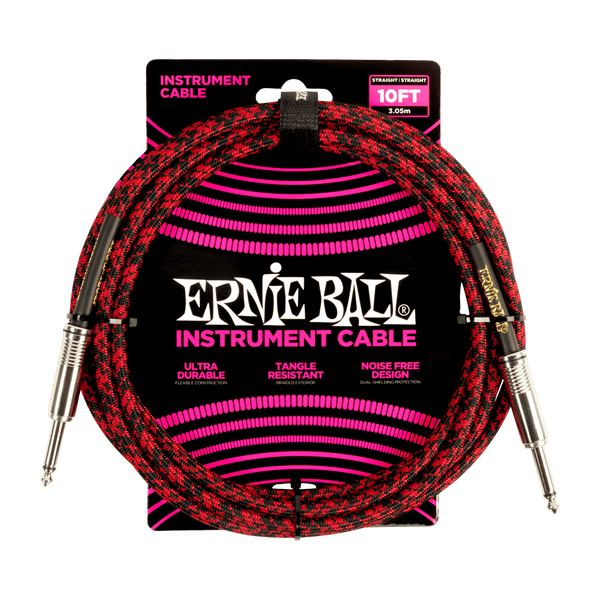Ernie Ball P06394 10’ Braided Cable Red Black