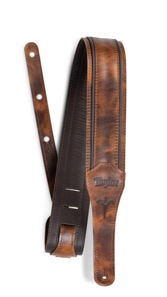 Fount Elegant Brown real Leather guitar Strap Taylor Fountain 2.5-inch Leather Guitar Strap - Weathered  main image 3