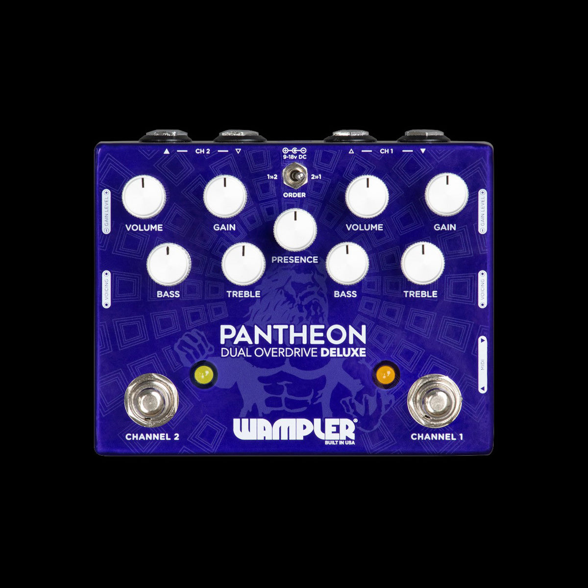 pantheon pedal Wampler Pantheon Deluxe Dual Overdrive Effects Pedal Blue 197881477523